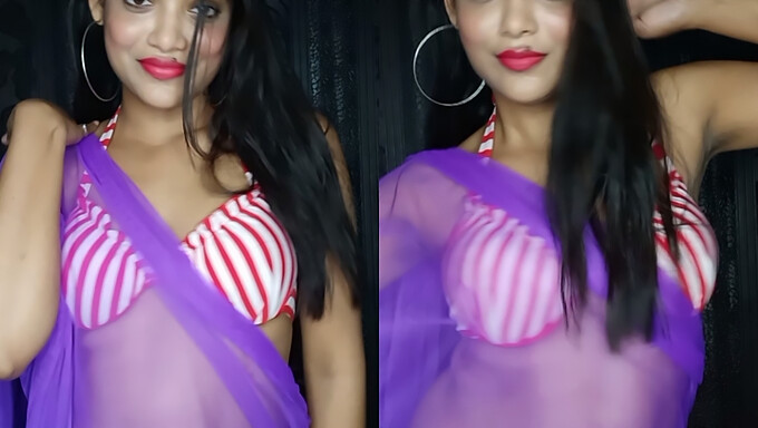 Rekha, gadis India yang cantik, menanggalkan pakaiannya dan memamerkan tubuh seksi dalam bikini