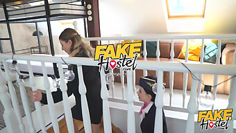 Three Air Hostesses Pleasure A Massive Danish Member In A Hotel Room