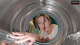 Petite Step Sister Gets Caught In A Washing Machine Mishap