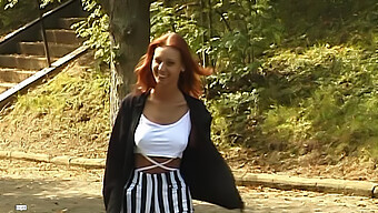 A Young Redhead Flaunts Her New Lingerie In The Open Air, Leading To Satisfying Self-Pleasure And Sexual Exploration