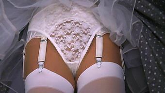 Classic Allure: White Lace And Stockings Combo