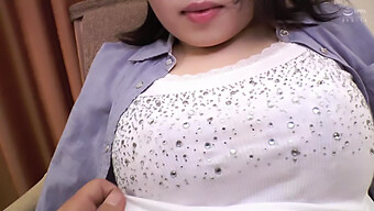 Asian Housewife With G Cup Breasts Gets Creampie On Monitor