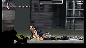 Blonde girl engages in steamy action with undead beings and well-endowed partners in Hentai game