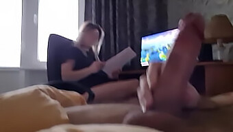 Mom walks in on her stepson pleasuring himself, leading to a steamy encounter