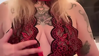 A Male Solo Performance With A Pierced And Tattooed Canadian Female In Red Lingerie