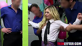 Teen Thief With Blonde Hair Gets Gangbanged By Security Guards In Pov