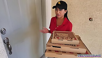 Jay Romero And Rion King Enjoy A Pizza Delivery From Ember Snow With An Extra Threesome