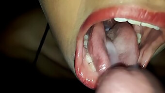 Sensual Mexican beauty's oral pleasure and swallowing of semen