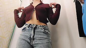 Teen Girl Explores Store Fitting Room In 60fps