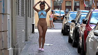 A Daring Woman Exposes Herself In A Bold Display Of Public Nudity!