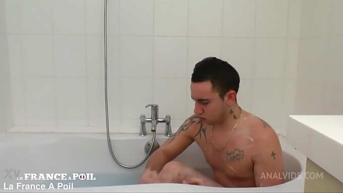 Nino, the French lad, gets intimate with his landlord's mature wife in the shower