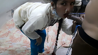 Indian Maid Gives A Deep Throat Blowjob In The Kitchen