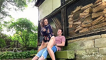 Outdoor sex adventure in a rustic barnyard setting