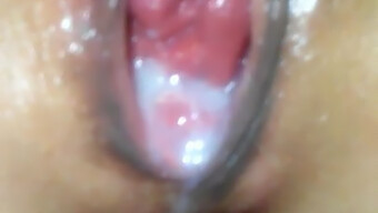 A pleasant warm internal ejaculation in the pink vagina of my attractive friend