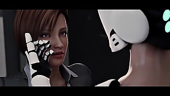 A Futuristic Animation Featuring A Powerful Machine And A Pleasured Protagonist